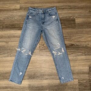 American Eagle Mom Jeans Womens Size 4 Regular Distressed High Rise Denim